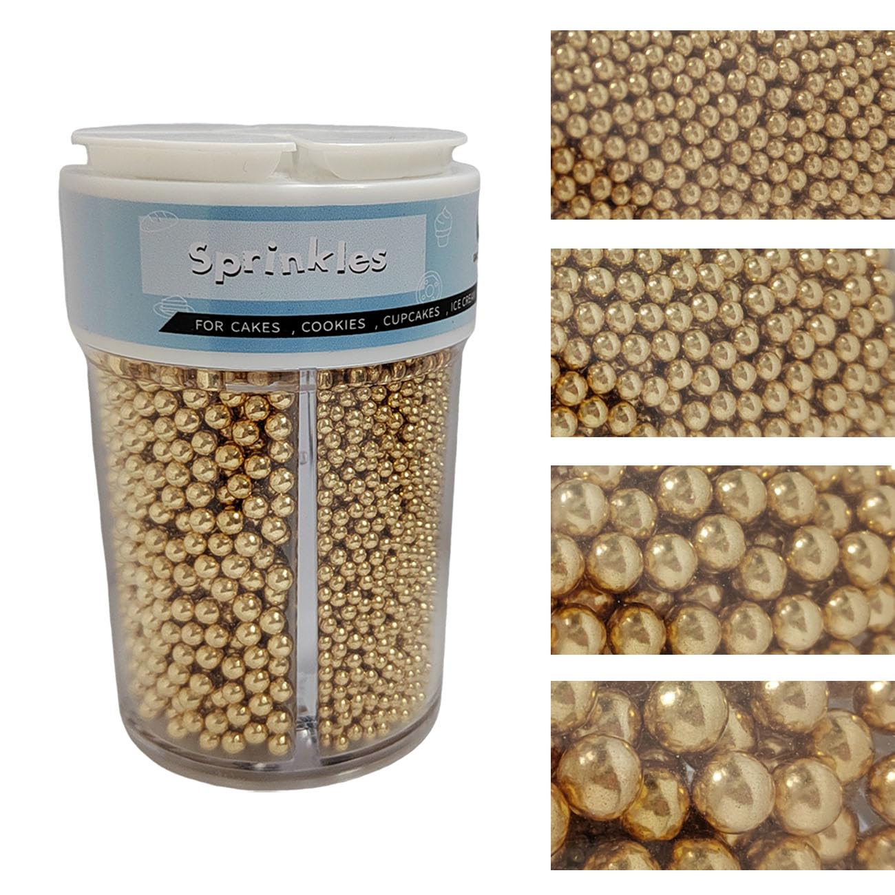 EPHVODI Sprinkles for Cake Decorating, Gold Pearl Sugar Sprinkles for Cupcake Toppers Wedding Party Halloween Christmas Supplies