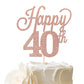 YCTHUNFISH Happy 40th Cake Topper, Black Glitter Number 40, Rose Gold, Bamboo, Birthday Party Decorations