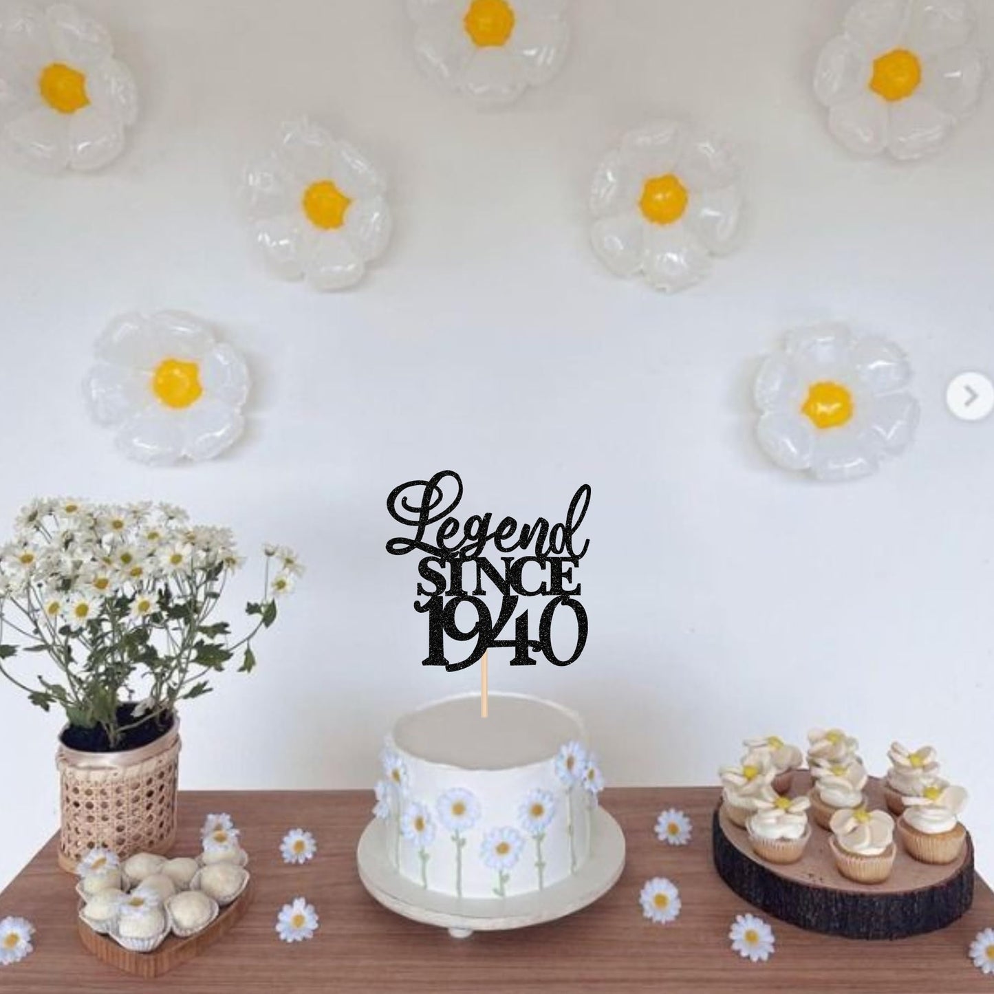 Rssta i Cake Topper - Legend Since 1940 Glitter Decoration for 85th Birthday - Black, Model XM310-1940