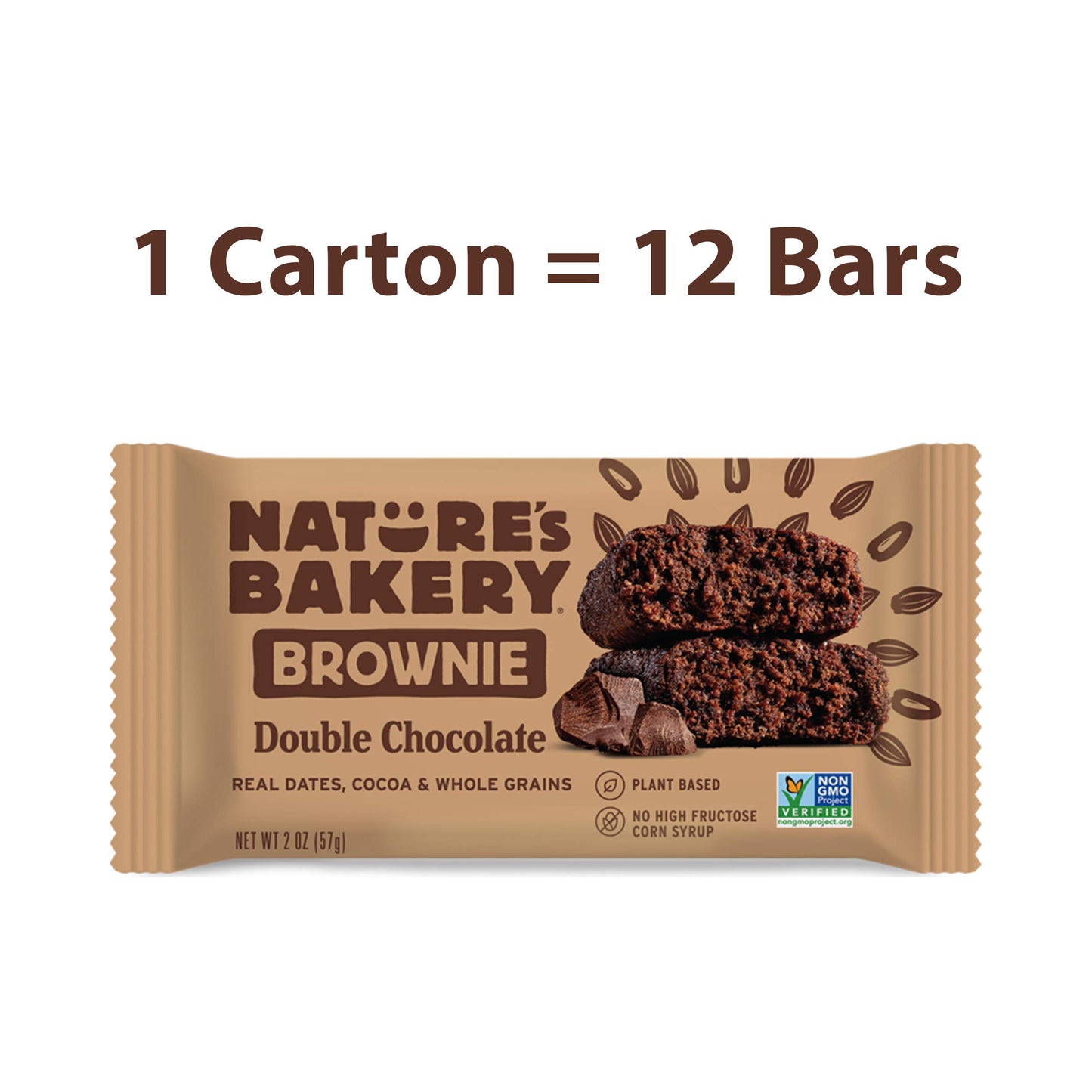 Natures Bakery Whole Wheat Fig Bars, Double Chocolate Brownie, Vegan, Non-GMO, 12 Twin Packs