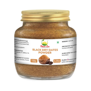 Dawn Lee Black Dry Dates Powder 150 Gms/5.29 Oz | Mejdool Khajur Powder Buy Online Natural Sweetener | Mejdool Khajoor Kharek Po