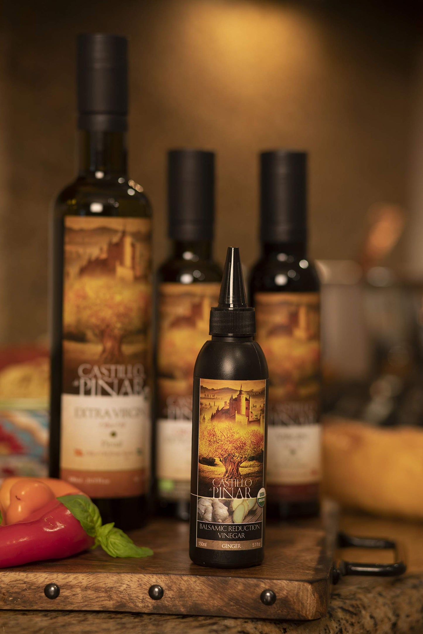 Castillo De Pinar 3-Pack Ginger Balsamic Reduced Vinegar, 150Ml Non Gmo