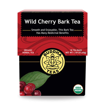 Buddha Teas Organic Wild Cherry Bark Tea - OU Kosher, USDA Organic, CCOF, 18 Bleach-Free Tea Bags