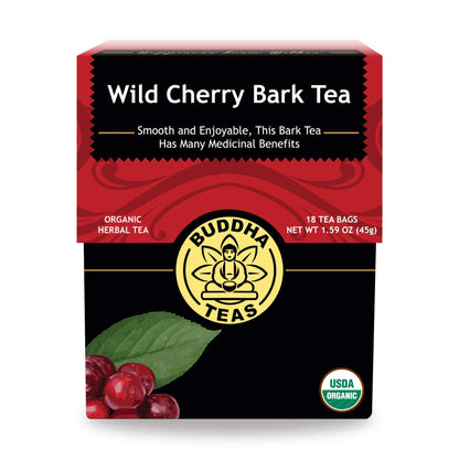 Buddha Teas Organic Wild Cherry Bark Tea - OU Kosher, USDA Organic, CCOF, 18 Bleach-Free Tea Bags