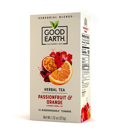 Good Earth Sensorial Blend All Natural Passionfruit & Orange Herbal Tea, 15 Count, Pack of 5