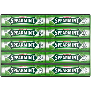 Wrigley's Spearmint Gum, 5 Count (Pack of 40) - Refreshing Chewing Gum for Long-Lasting Flavor