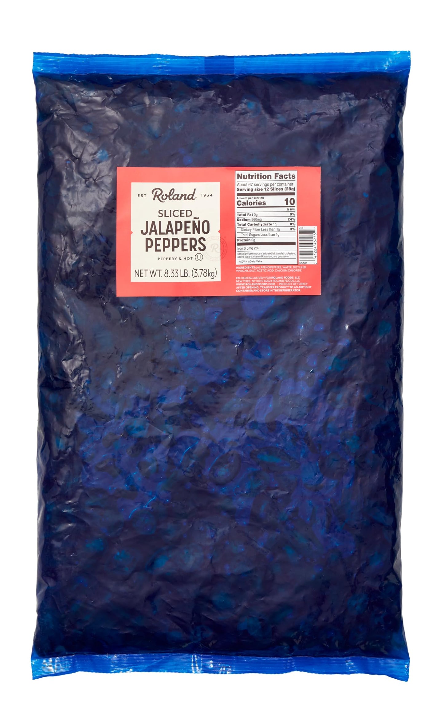 Roland Foods Sliced Jalapenos, Specialty Imported, 8.33 lb Bag, Pack of 1