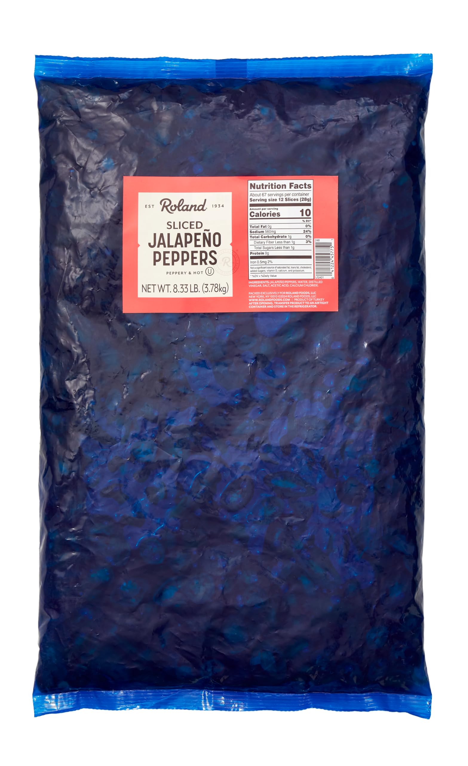 Roland Foods Sliced Jalapenos, Specialty Imported, 8.33 lb Bag, Pack of 1