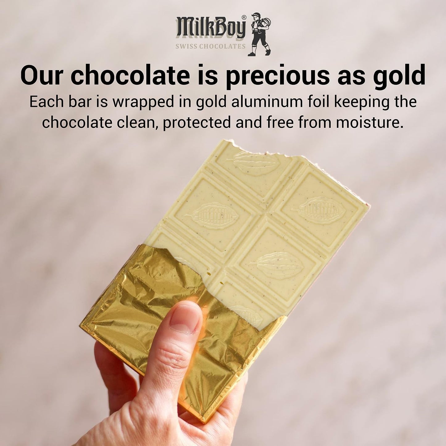 Milkboy Swiss Chocolates White Chocolate Bars - Gourmet spirit-inspired flavor Vanilla - Gluten Free, Non-GMO - 3 oz, Pack of 10