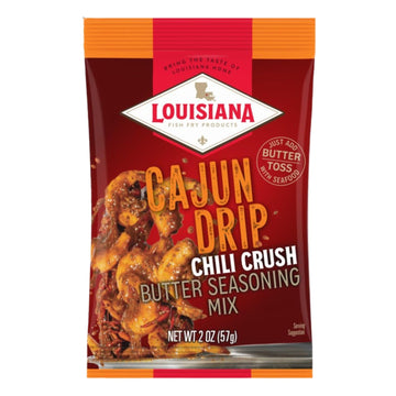 Louisiana Fish Fry Cajun Drip Chili Crush Butter Seasoning Mix - Seasoned Butter Sauce for Seafood - 2 oz. Bag (Pack of 1) - Jus
