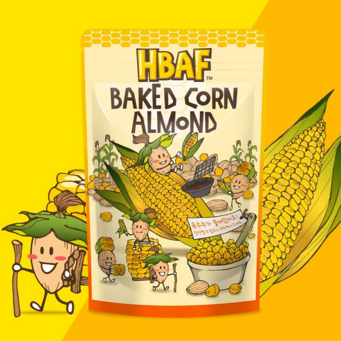 [Official Gilim Hbaf] Korean Baked Corn Seasoned Almond Nut | Kids, School, Lunch, Office, Work, Travel, Camping Party Snack | P