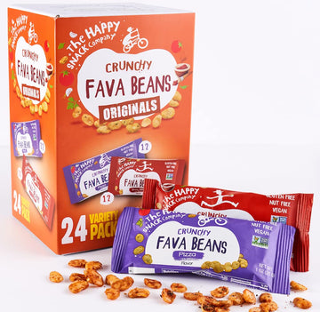 The Happy Snack Company Fava Beans Variety Pack 24 X 1 Oz (Smoky Bbq Flavor And Pizza Flavor).Gluten Free. Nut Free. Dairy Free.