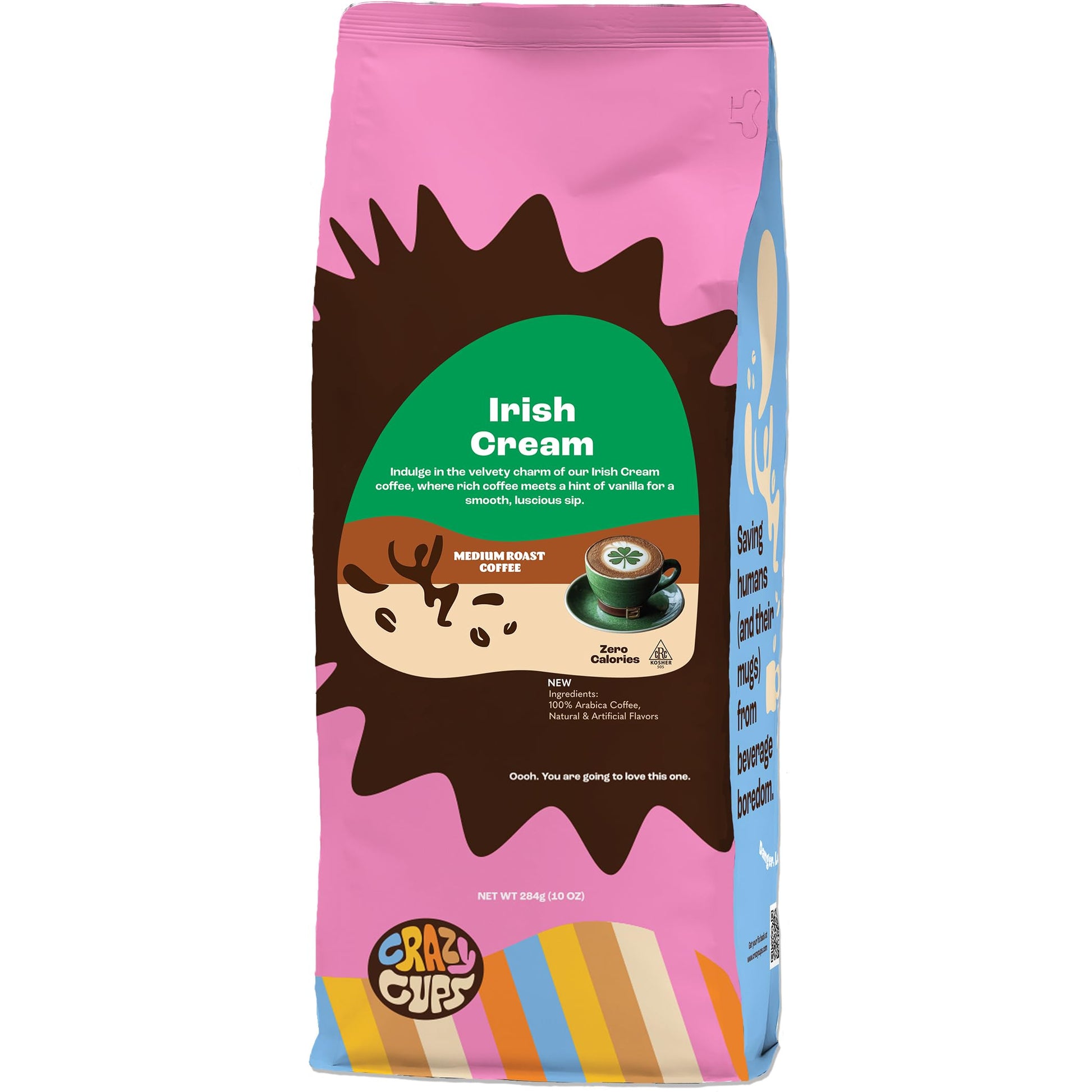 Crazy Cups Flavored Ground Coffee  Irish Cream Coffee In 10 Oz Bag  For Brewing Hot Or Iced