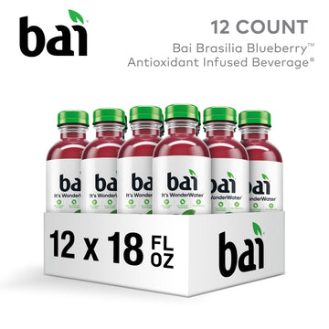 Bai Antioxidant Infused Water Beverage, Brasilia Blueberry, 18 Fl Oz Bottle, 12 Pack