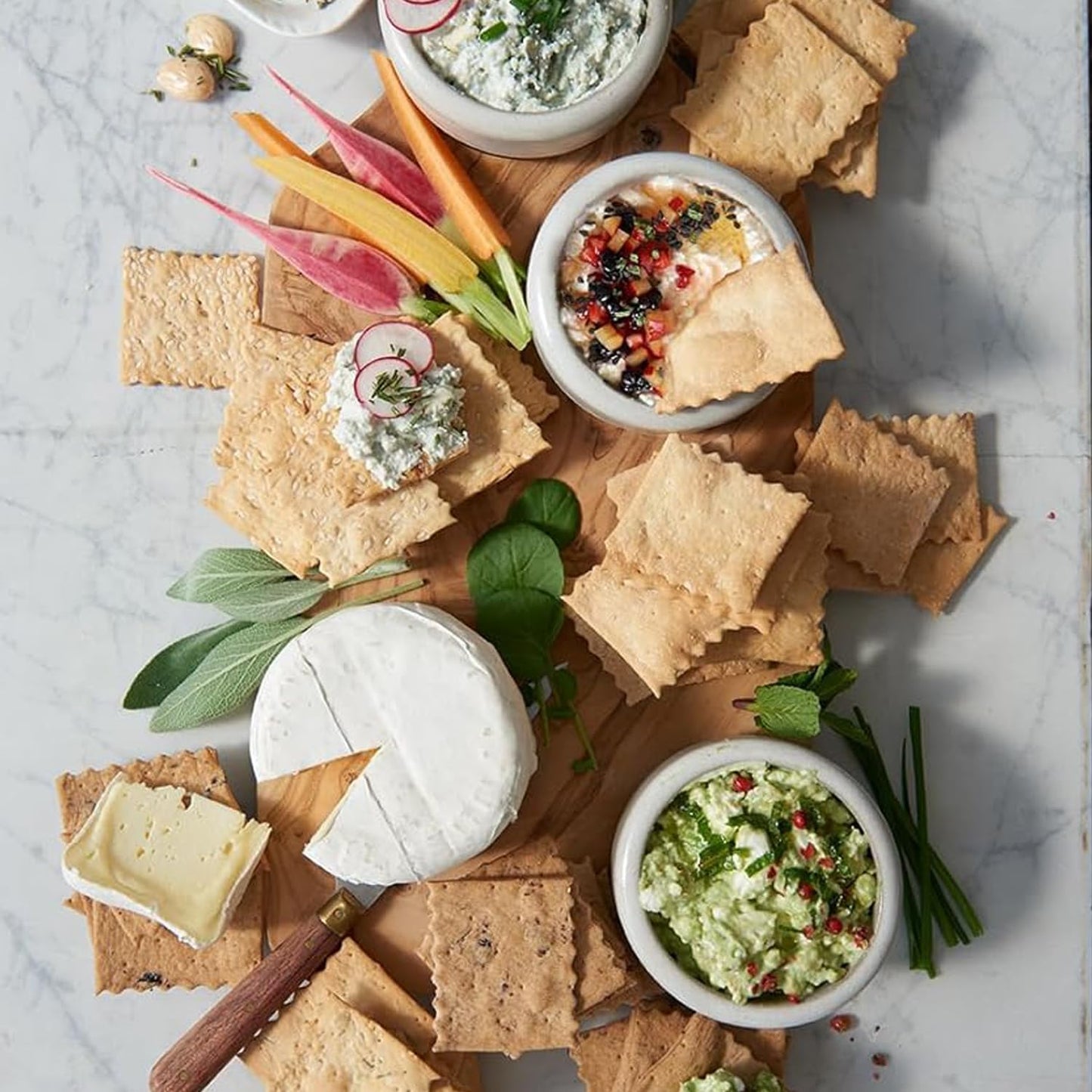 Rustic Bakery Handmade Sourdough Flatbread Cracker Bites - Olive Oil & Sel Gris - Sea Salt Charcuterie Crackers for Cheese Platt