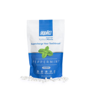 Epic Xylitol Mints - Sugar Free & Aspartame Free Mints Sweetened W/Xylitol For Dry Mouth & Gum Health (Cinnamon, 1000-Piece Bag, 1 Bag) (1000 Count (Pack Of 1), Peppermint)