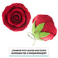 Global Sugar Art Tea Rose Sugar Cake Flowers, Red With Green Calyx, Medium, Wired 1.75 Inch, 12 Count By Chef Alan Tetreault