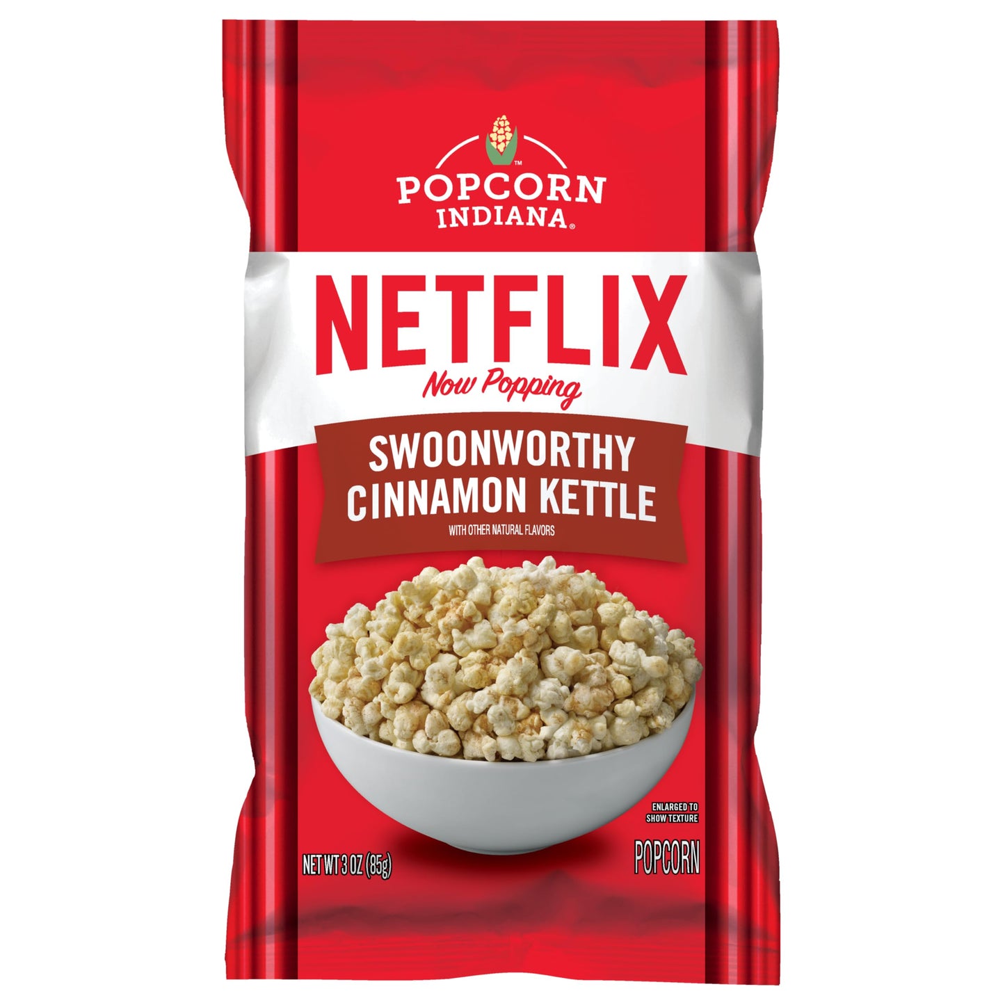 Popcorn Indiana Netflix Now Popping Swoonworthy Cinnamon Kettle Corn, (6 Count - 3 Oz Each)
