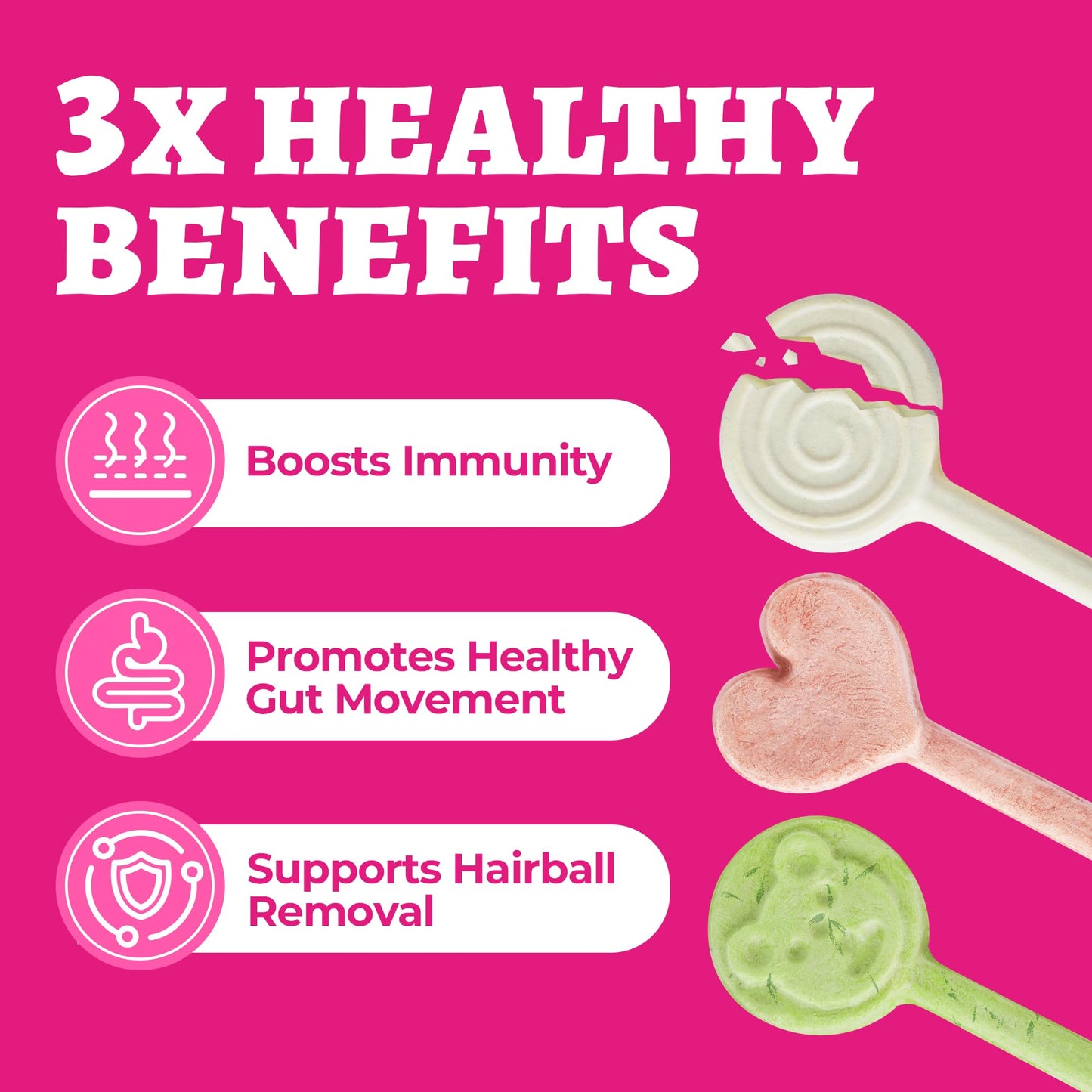 Wellix Freeze Dried Dog&Cat Treats - High Protein Chicken Recipe Lollipop Cat Treats - Three Flavors (Cat Grass, Dragon Fruit, G