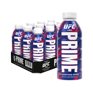 PRIME Hydration UFC  Sports Drinks  Electrolyte Enhanced for Replenishing Fluids  250mg BCAAs  B Vitamins  Antioxidants  Low Sugar  16.9 Fl Oz  12 Pack