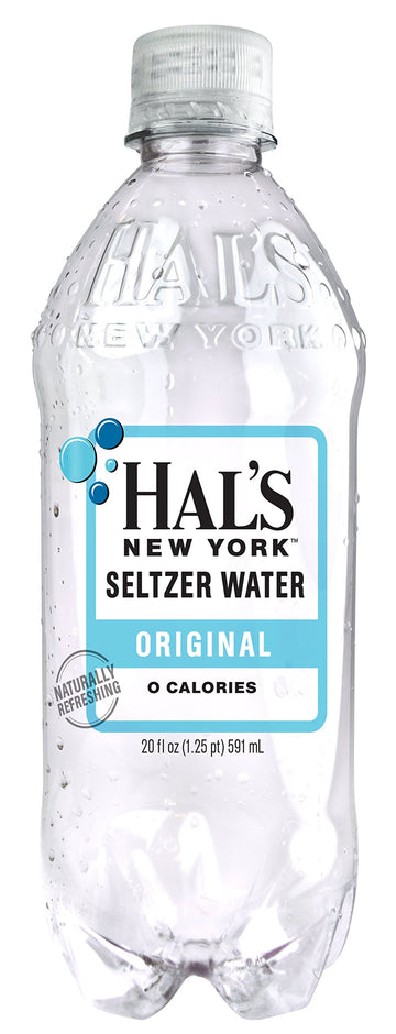 Hal's New York Seltzer Carbonated Original Sparkling Water, Zero Sugar, Zero Calorie, Zero Carbs, 20 Fl Oz (Pack of 24)
