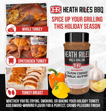 Heath Riles BBQ Cajun Creole Garlic Butter Rub Seasoning, 2 lb Refill Bag