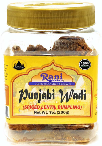 Rani Punjabi Wadi (Vadi) Lentil Spiced Flour Balls 7oz (200g) PET Jar ~ High Protein, All Natural | Vegan | No Colors | Indian O