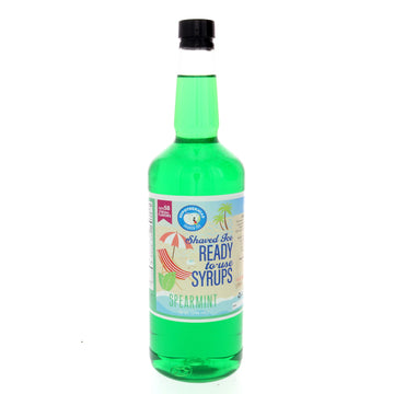 Hypothermias Shaved Ice & Snow Cone Syrup - BPA-Free Plastic Bottle Quart (32 Fl. Oz) - Spearmint - Non-GMO 100% Pure Cane Sugar