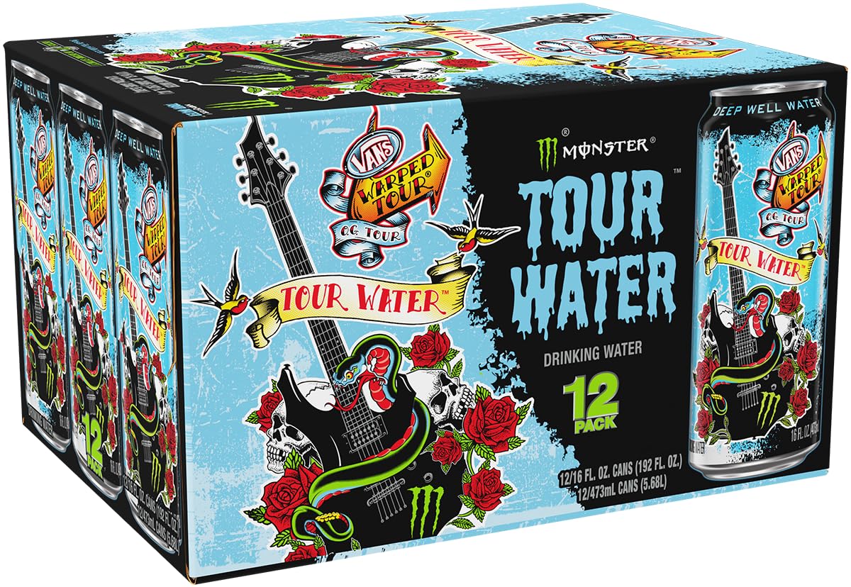 Monster Tour Water By Monster Energy, Deep Well Water, 16Oz (Pack Of 12)