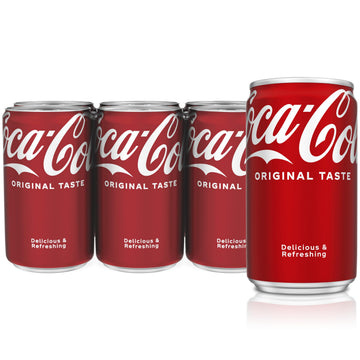 Coca-Cola Soda Soft Drinks, Classic Cola Mini Cans, 7.5 fl oz, 6 Pack, Rich Brown
