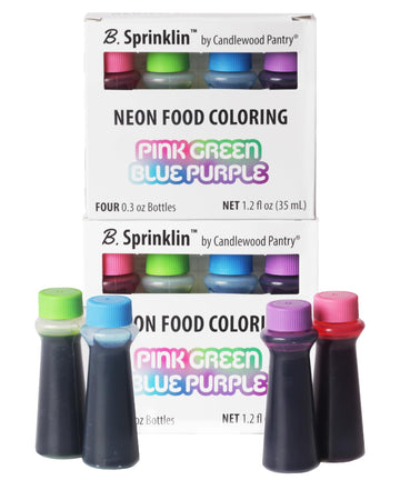 Candlewood Pantry B. Sprinklin Neon Liquid Food Coloring Kit Set of 4-0.3 fL Oz - Pink, Green, Purple, Blue - Vibrant Food Dye f