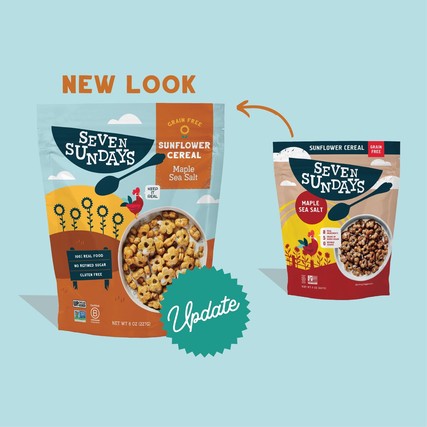 Seven Sundays Sunflower Cereal, Maple Sea Salt, 8 Oz Bag (Pack Of 6), Grain & Gluten Free, 5G Upcycled Protein, 0G Refined Sugar