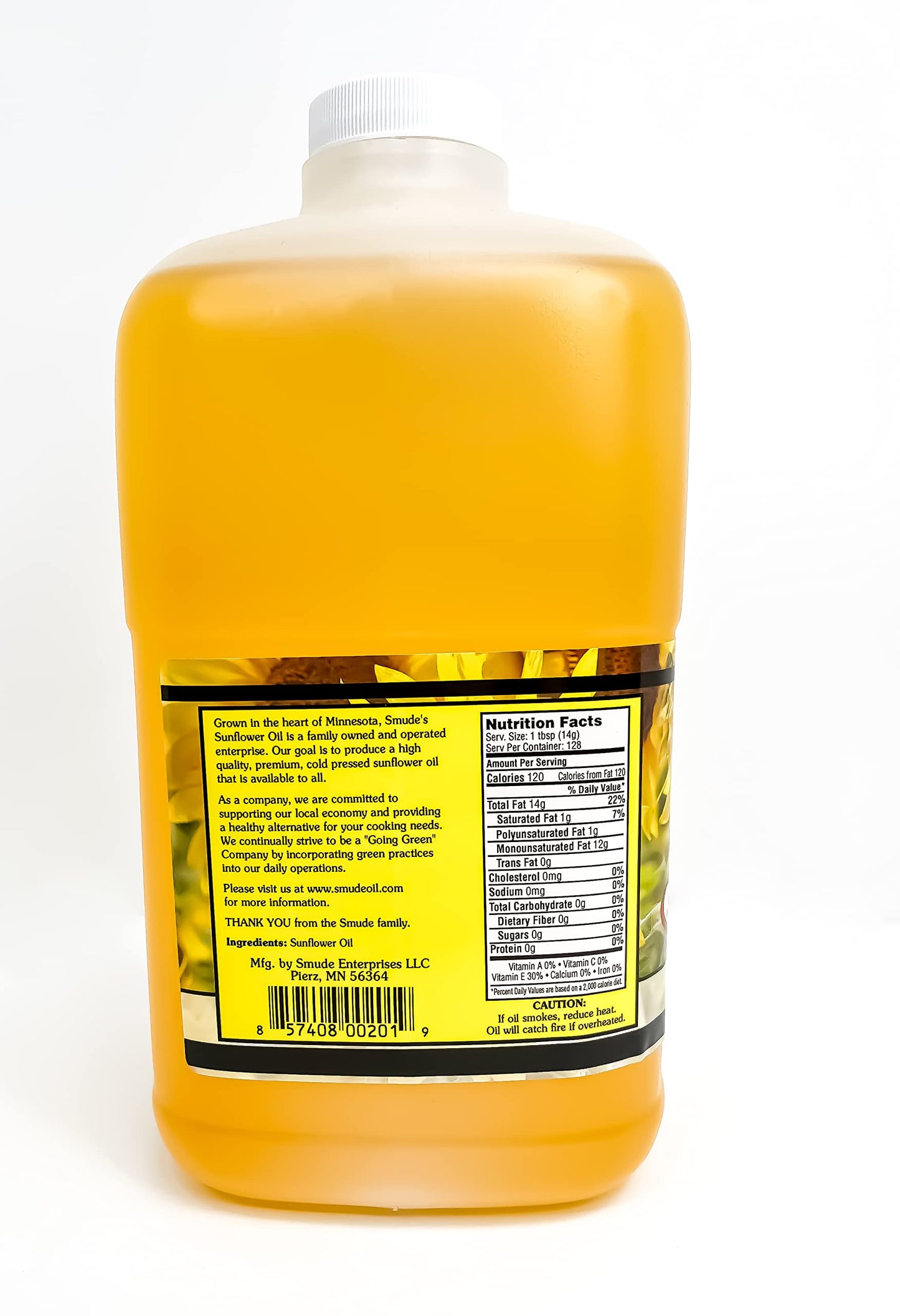 Smudes Sunflower Oil – Cold Pressed, 100% Pure, Unrefined, ½ Gallon (64 oz.), Golden Yellow, Non-GMO, Vegan, Kosher