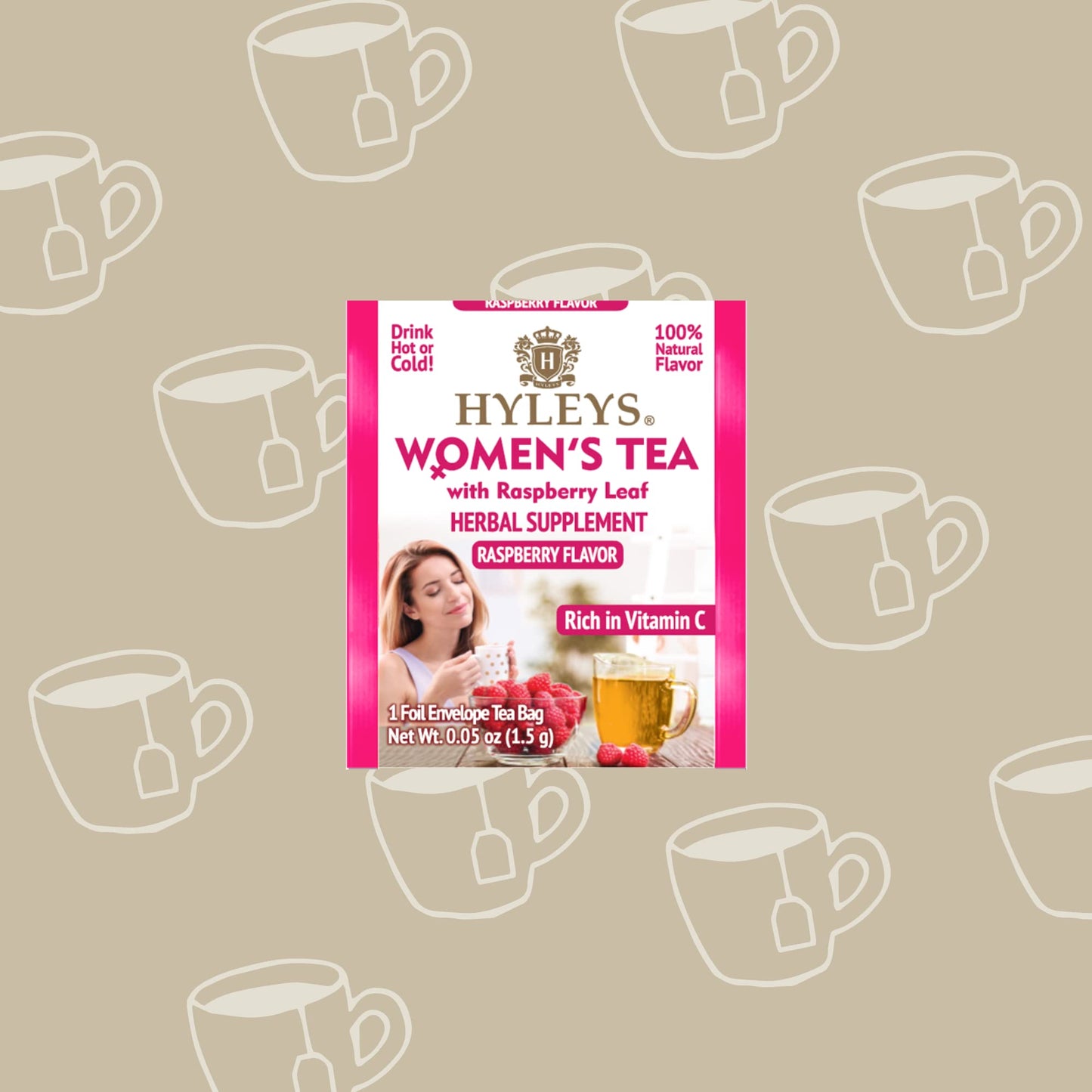 HYLEYS Raspberry Flavor Tea Bags - 25 Count - Supports Healthy Menstrual Cycle