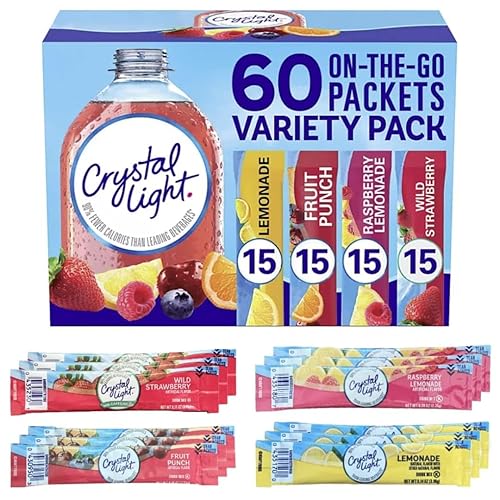 Crystal Light Sugar-Free Lemonade Fruit Punch Raspberry Lemonade And Wild Strawberry On-The-Go Powdered Drink Singles Mix Variet