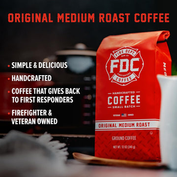 Fire Department Coffee - Gives Back To Firefighters - Original Medium Roast Ground Coffee - Balanced & Smooth - Roasted In The U