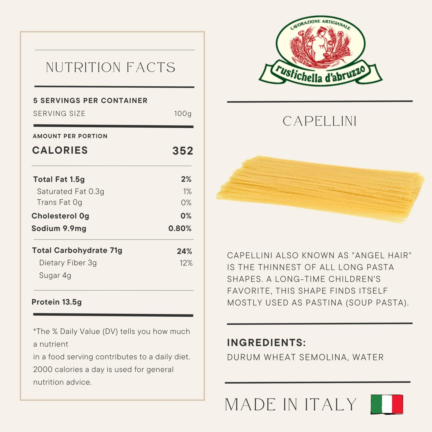 Rustichella d'Abruzzo Capellini, 500g