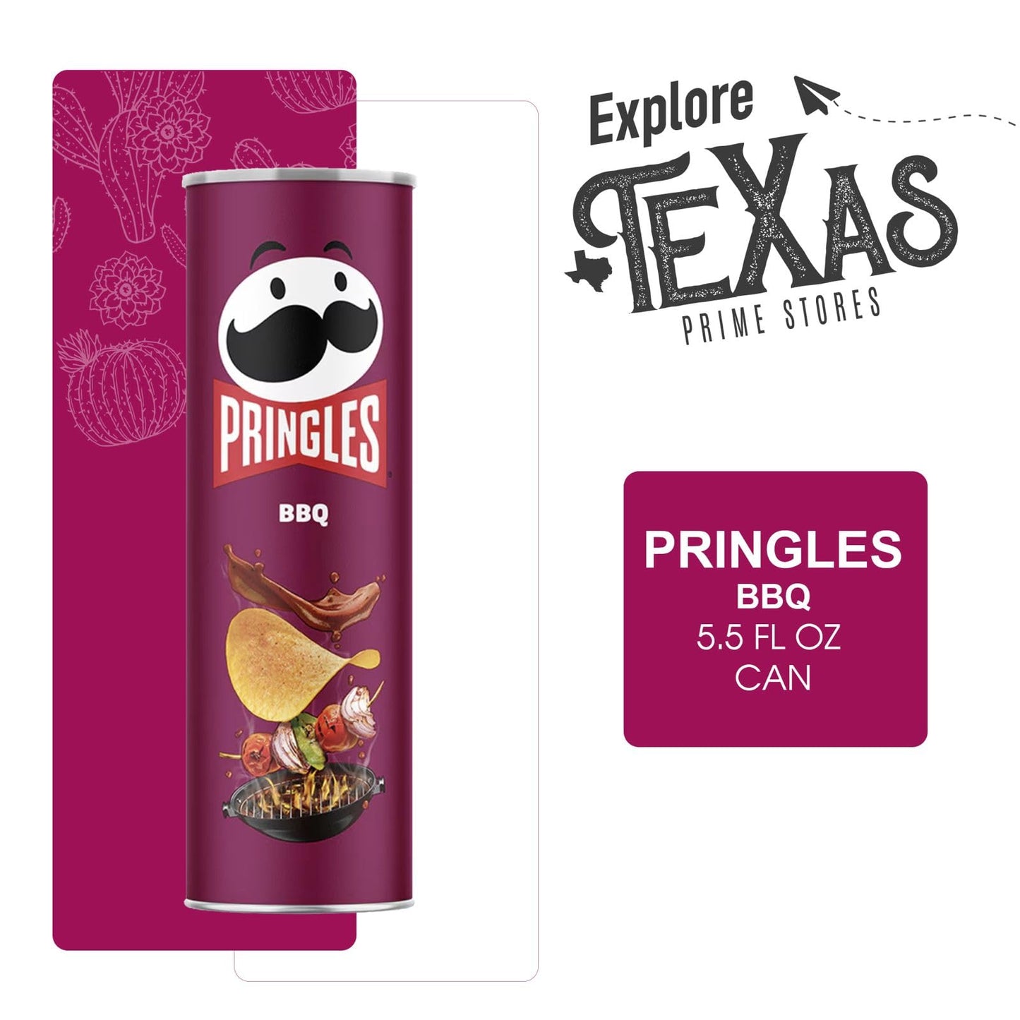 Pringles 12- Count Of Bbq Potato Crisps Chips, On-The-Go Lunch Snack 5.5 Oz Can + 1 Freebie By Unique Outlet
