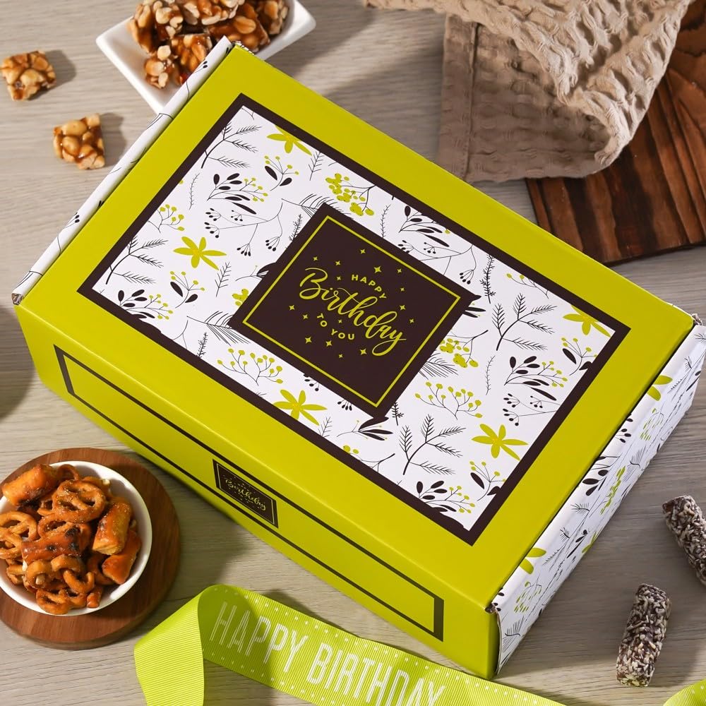 Broadway Basketeers Happy Birthday Gift Box - Gourmet Delight - Curated Snack Box - Sweet and Savory  for Parties - Birthday Presents for Women  Men  Mom  Dad  Her  Him
