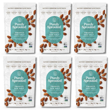 Purely Sprouted Smoked Sea Salt Almonds, Vegan & Gluten-Free, 4 oz Pack of 6