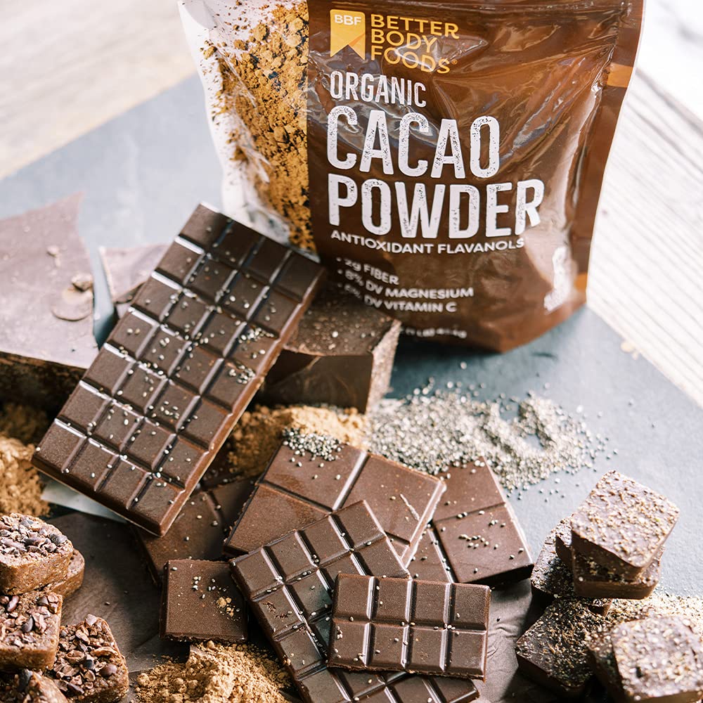 BetterBody Foods Organic Cacao Powder, Rich Chocolate Flavor, Non-GMO, Gluten-Free, Cocoa, 16 ounce, 1 lb bag (Pack of 2)