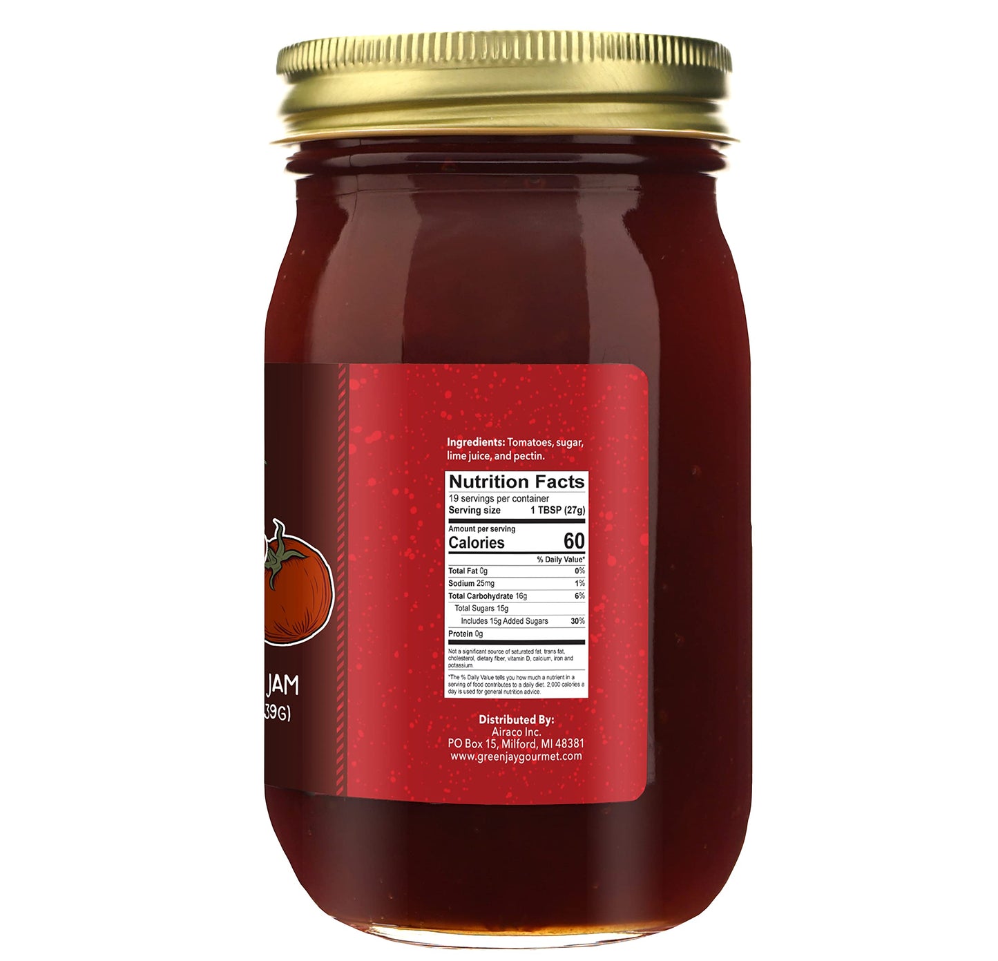Green Jay Gourmet Tomato Jam - Tomato Ketchup Alternative - Premium Tomato Jelly - Sweet & Savory Tomato Spread & Jam Preserves