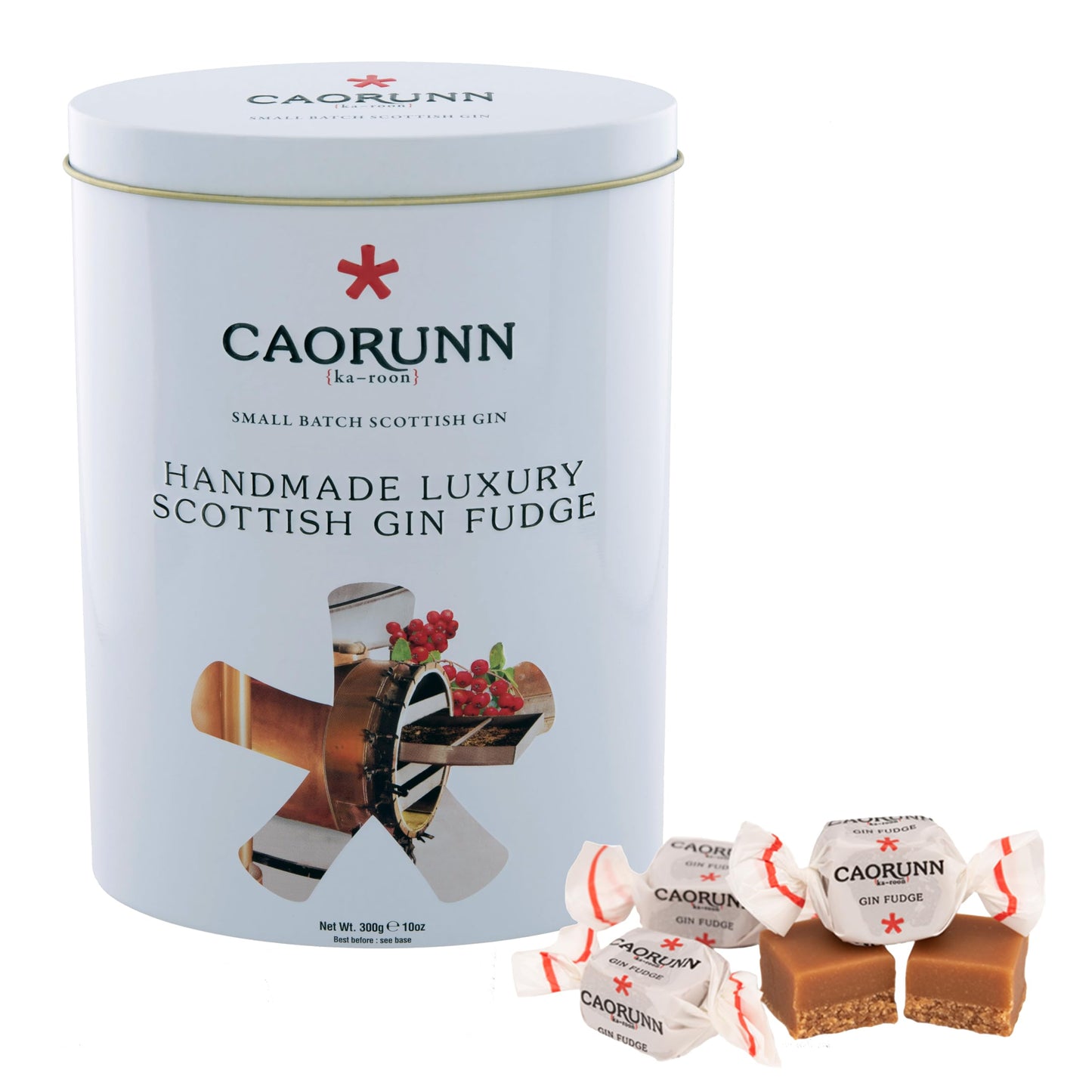 Gardiners of Scotland Handmade Fudge, Caorunn Celtic Gin Flavor, 300g Tin