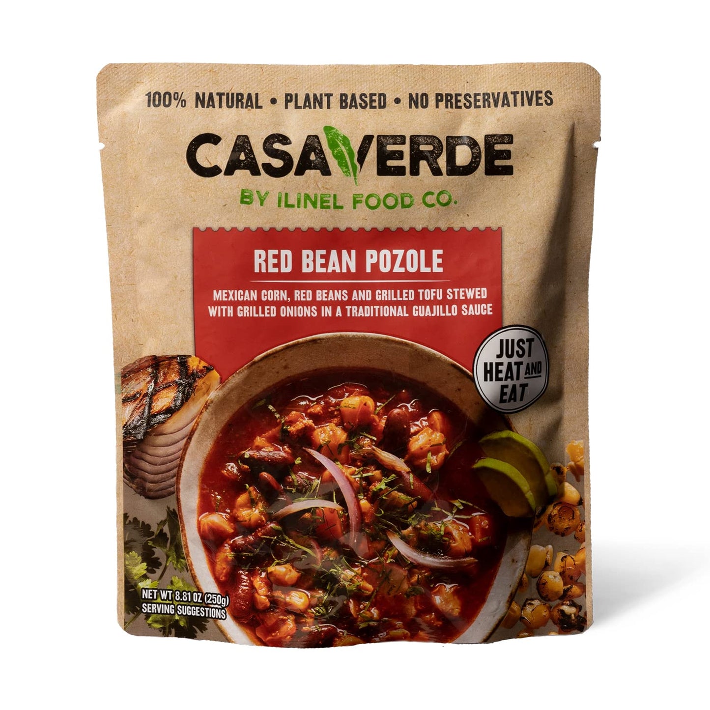 Casa Verde | Red Bean Pozole, 100% Natural Food, Pack Of 6, Real Taste With Mild Red Peppers | 100% Vegan & Non-Gmo, Plant Based