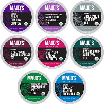 Maud'S 8 Blend Organic Tea Variety Pack 48Ct. Solar Energy Produced Variety Green Tea, Black Tea, Peppermint Tea, Chai Tea, Matc