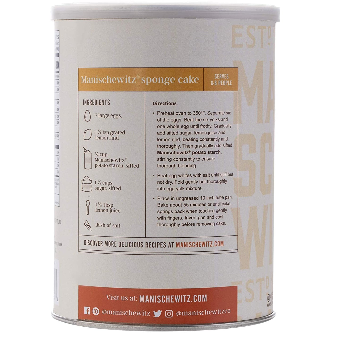 Manischewitz Pure Potato Starch, 16Oz (1Lb Resealable Container) Gluten Free, Non Gmo, Kosher (Including Passover)