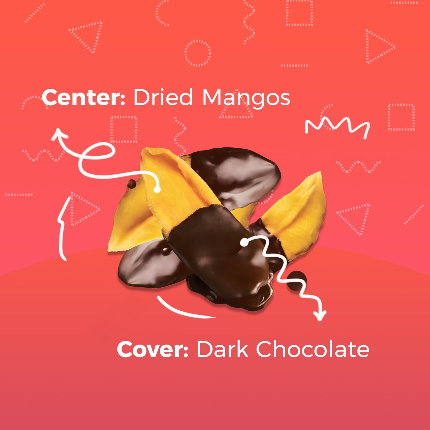 Dorrel - Belgian Dark Chocolate Covered Mango Slices, High Energy Vegan Choco Snack, Delicious, Kosher & Non-Gmo, Pack Of 1 Dark