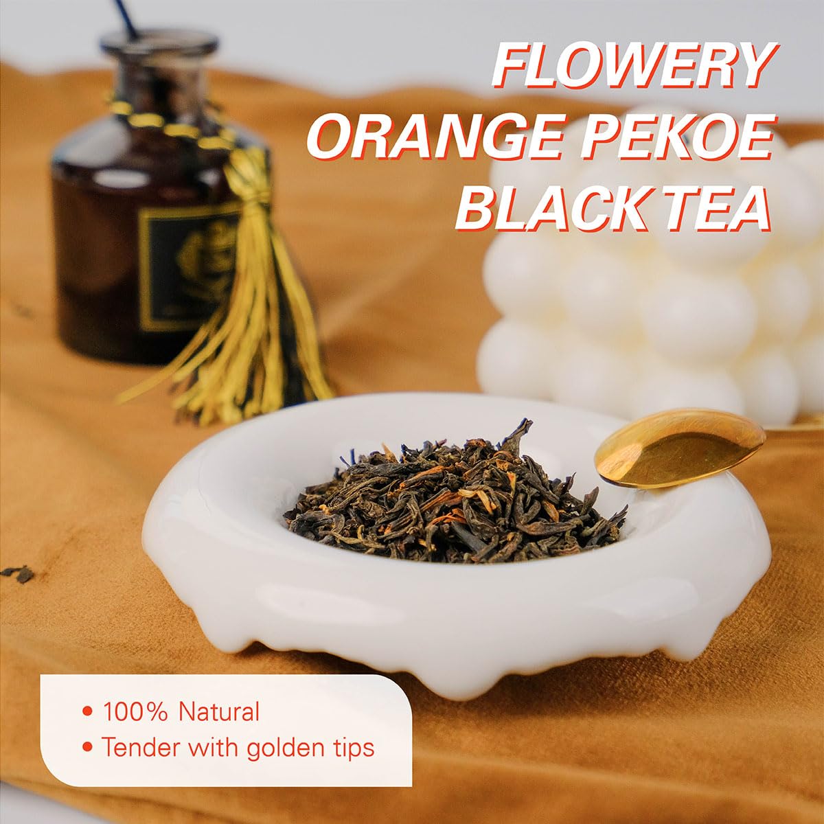 Wt Weetee Organic Black Tea Loose Leaf, 110+ Cups, Made Of Flowery Orange Pekoe Black Tea Leaves, No Bitter & Rich Flavor, Premi