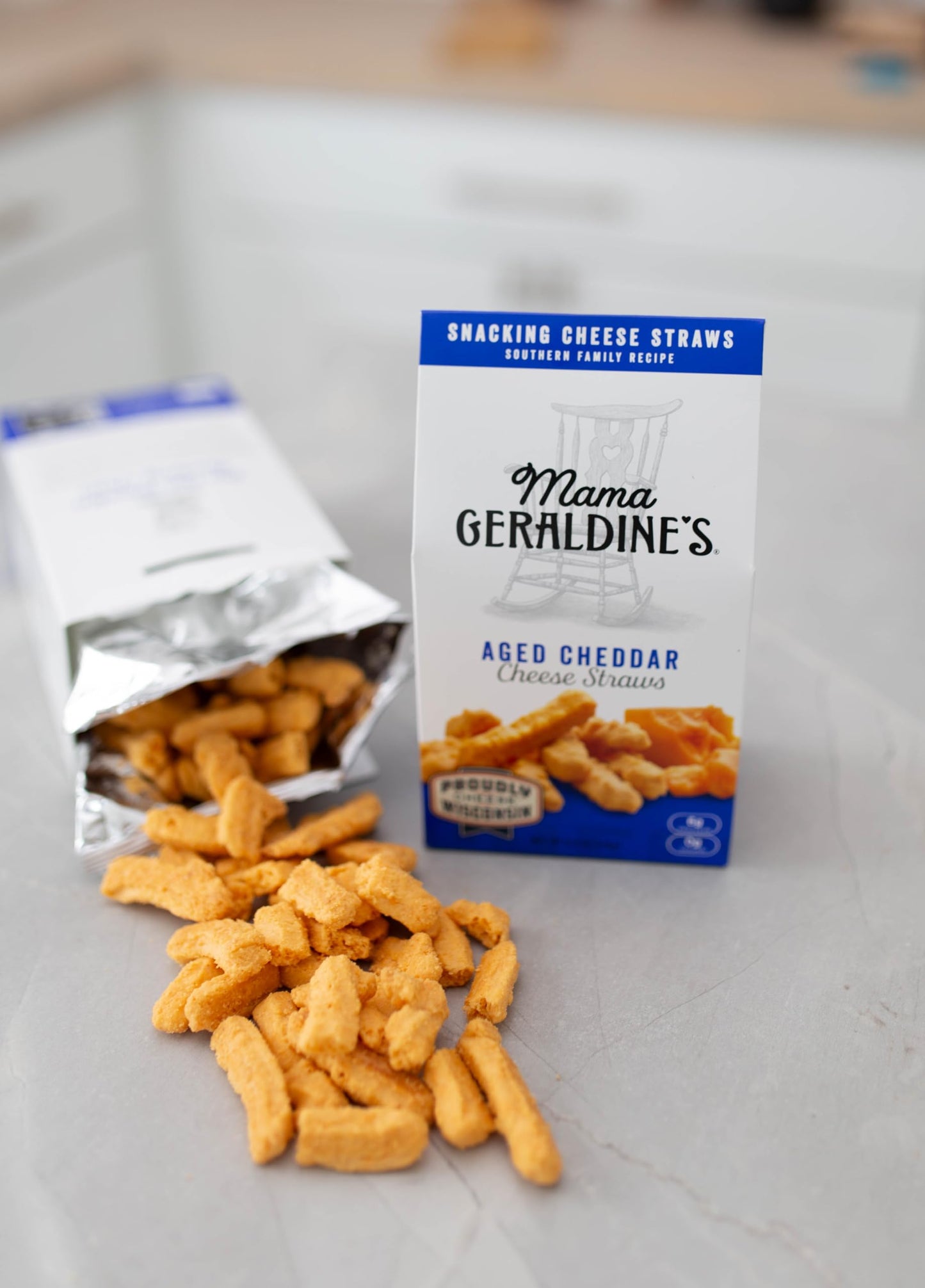 Mama Geraldines Aged Cheddar Cheese Straws - 4.5 oz, 12 Pack - Gourmet Baked Snack, Bite-Sized Appetizer