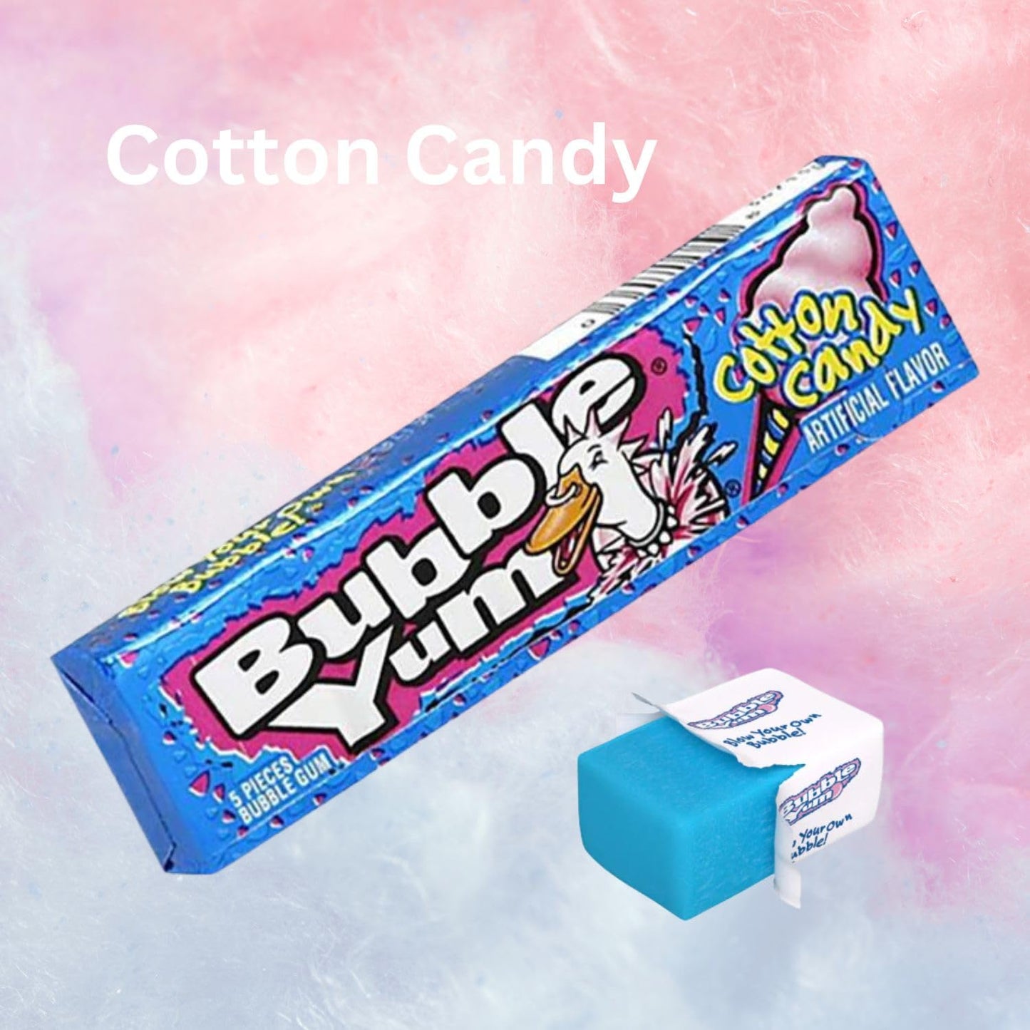 Bubblegum Yum Stick 6 Pack Bubble Gum - 3 Original And 3 Cotton Candy - 5 Pieces Per Stick - With 2 Stickers